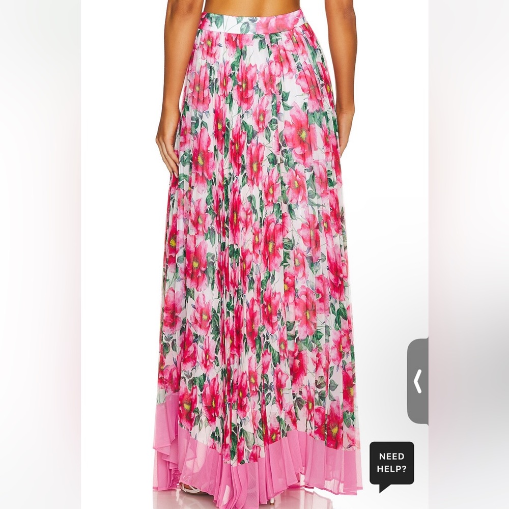 Alice and Olivia Katz Pleated Maxi Skirt in High Tea Floral size 0 new with tags